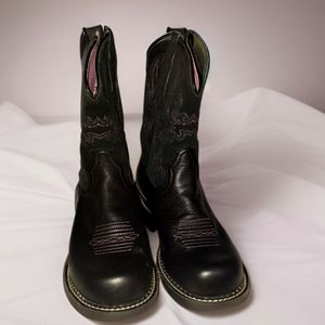 Ariat Women’s Fatbaby Black and Purple Suede Top Western Boots/Booties 9